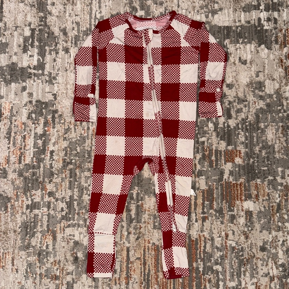 GUC Forever French Baby 6-12M Convertible Bamboo Sleeper - Red Plaid